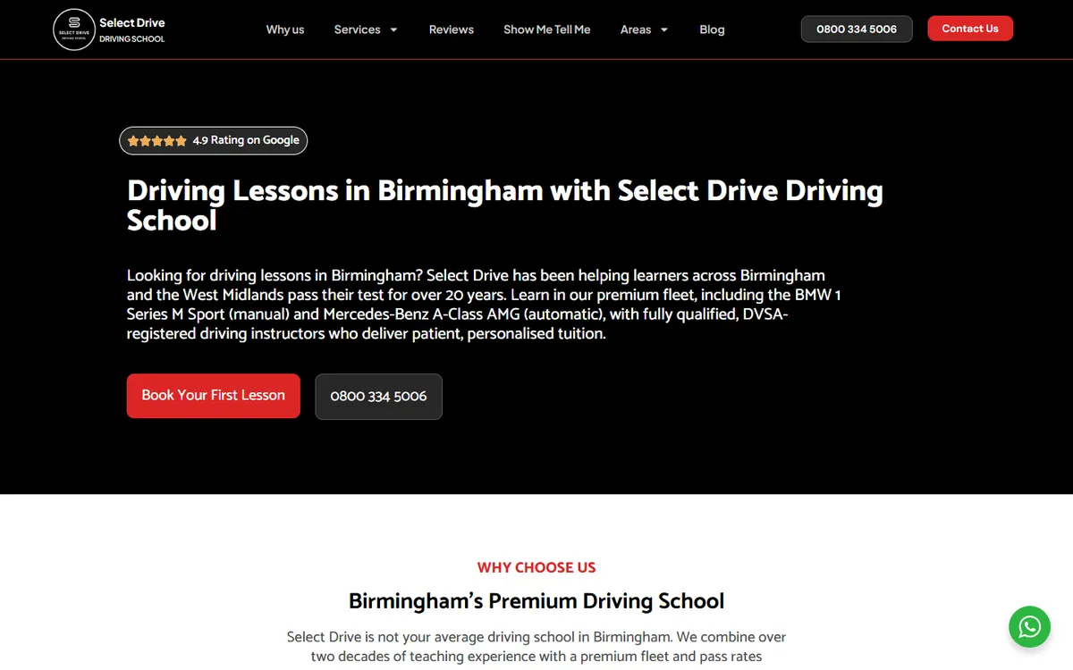 The Select Drive website, designed and built by OmniFound