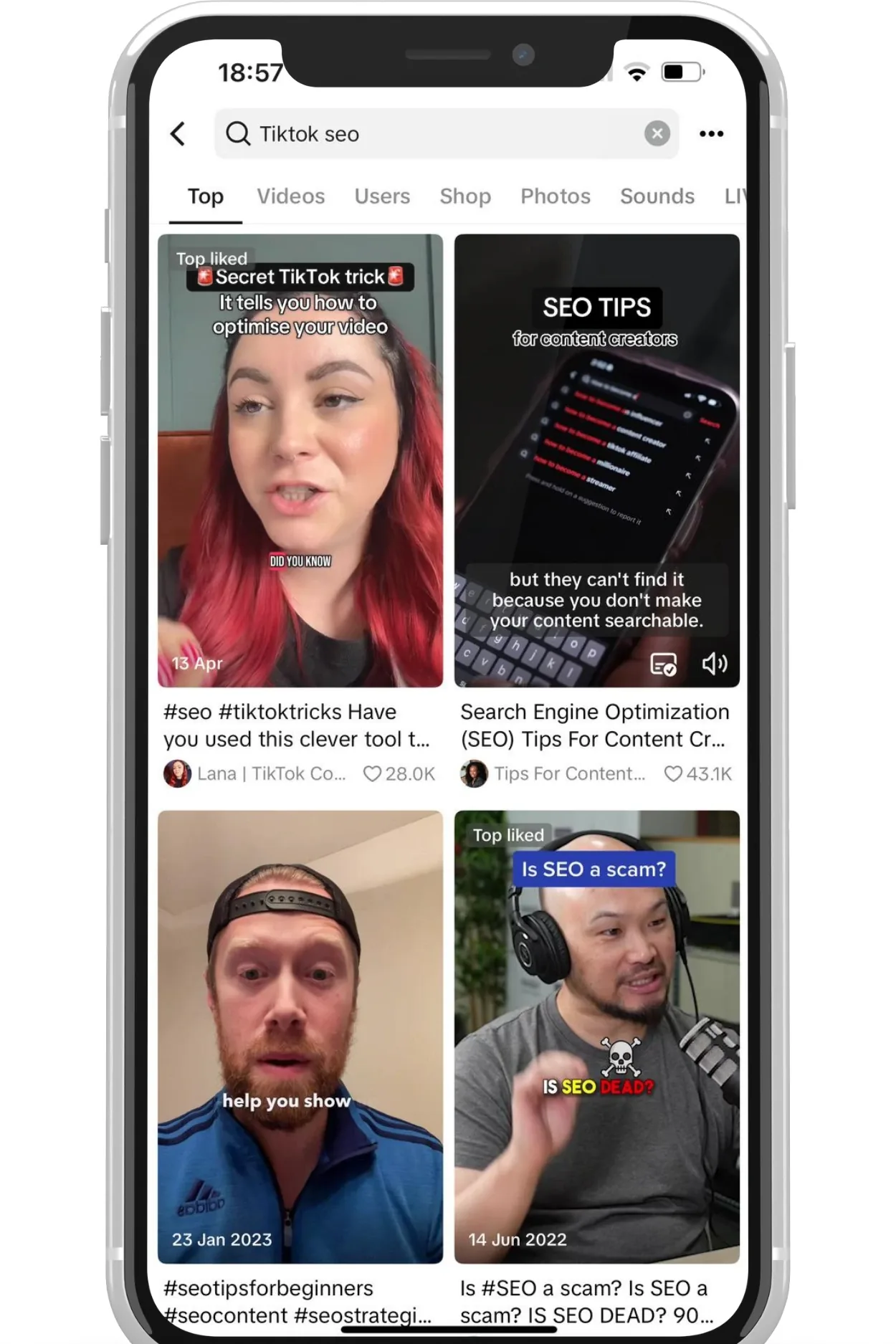 tiktok search results page